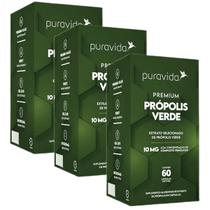 3x Própolis Verde Pura Vida-10mg Compostos Fenólicos-60 Caps