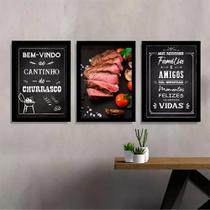 3X Quadros Cantinho Churrasco Carne Area Gourmet