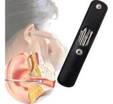 3X Removedor Cera De Ouvido Kit 7 Peças Aço Inox Limpeza Tir