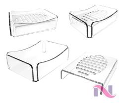 3X Saboneteira Acrílico Banheiro Lavabo Pia Resistente Crist 3X Saboneteira Acrílico Banheiro Lavabo Pia Resistente Crist