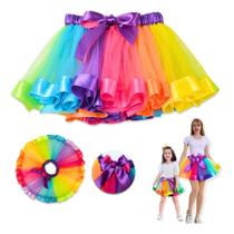 3X Saia Tule Carnaval Colorida Fantasia Infantil E Adulto Tu