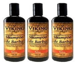 3x Shampoo de Barba Linha Terra 200ml Viking