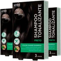 3x Shampoo Tonalizante Color Change Preto Kiss New York