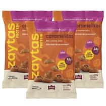 3x Snack Assado Caramelitas Zaytas Protein Pacote 35g -