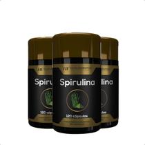 3x spirulina 120 cápsulas hf suplementos