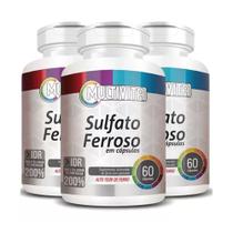 3x Sulfato Ferroso Alto Teor de Ferro IDR 200% 60 Cápsulas 500mg