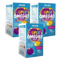 3x Super Ômega 3 Infantil- 90 Caps Mastigáveis Cereja- Ekobé 3x Super Ômega 3 Infantil- 90 Caps Mastigáveis Cereja- Ekobé