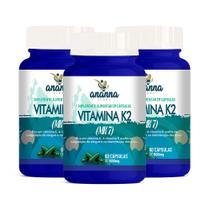 3x Suplemento Vitamina K2 e MK7 60 Caps 500mg