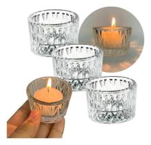 3X Suporte Castiçais Porta Velas Cristal Premium Kit 3 Redon