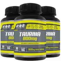 3x Taurina 100% Pura 90 Cápsulas 1600mg Dose - Flora Nativa do Brasil