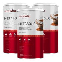3x Termogenico Metabolic Nutrawell Cacau E Leite de Coco 400g