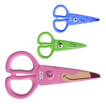 3X Tesoura Escolar Infantil Lamina Plastica Super Segura Cis