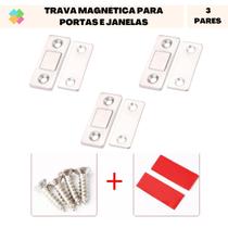 3x Trava Prendedor De Porta Tampa Magnética Aço Inox Imã