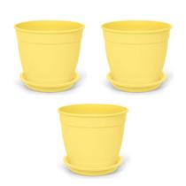 3X Vaso Aquarela com Prato 2,5 (1L) Amarelo NUTRIPLAN