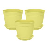 3X Vaso Aquarela com Prato 4,5 (3,5L)Amarelo Claro NUTRIPLAN 3X Vaso Aquarela com Prato 4,5 (3,5L)Amarelo Claro NUTRIPLAN