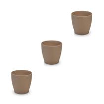 3X Vaso Rattan Médio 02 (0,75L) Cor Palha INJEPLASTEC