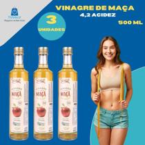 3x Vinagre De Maçã (100% Orgânico) (4,2% de Acidez) - Fazenda São Roque 500ML