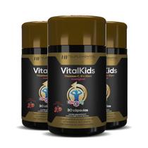 3X Vitalkids Vitamina C D Zinco 30Caps Mastigavel Hf