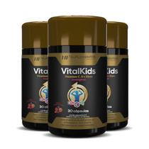 3x vitalkids vitamina c d zinco infantil 30caps mastigavel