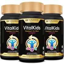 3x vitalkids vitamina c d zinco infantil 30caps mastigavel