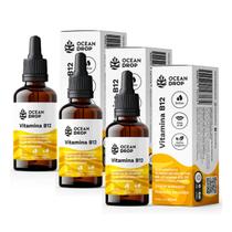 3x Vitamina B12 Metilcobalamina Morango Ocean Drop 30ml