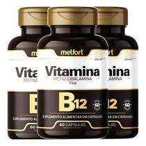 3x Vitamina B12 Metilcobalamina Pura 180 Cápsulas 500mg - Melfort 3x Vitamina B12 Metilcobalamina Pura 180 Cápsulas 500mg - Melfort