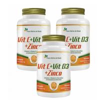 3x Vitamina C + Zinco + Vitamina D3 180 Cápsulas 500mg - Flora nativa do brasil