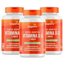 3x Vitamina D3 2000ui Óleo de Oliva Bigens 60 Capsulas