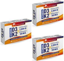 3x Vitaminas D3 + K2 30Caps (2000UI D3 e 149mcg K2) 500mg 3x Vitaminas D3 + K2 30Caps (2000UI D3 e 149mcg K2) 500mg
