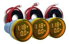 3x Voltímetro Amperímetro 100a Indicador Ad101-22vam Amarelo
