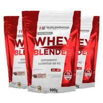 3x whey blender concentrado chocolate 900g hf suplementos