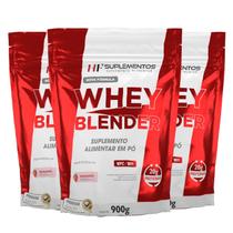 3x whey blender concentrado morango 900g hf suplementos