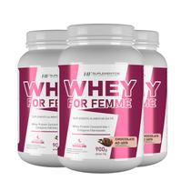 3x whey for femme + colageno hidrolisado 900g chocolate hf suplementos
