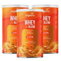 3x Whey Protein 3W Blend Clean Bigens Doce de Leite 450g - 3x Whey Protein 3W Blend Clean Bigens Doce de Leite 450g -