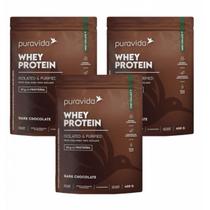 3x Whey Protein Isolado- Dark Chocolate- 450g- PuraVida