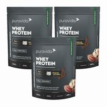 3x Whey Protein Isolado - Língua De Gato - Puravida - 450g