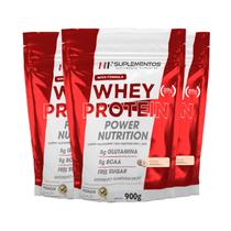 3x whey protein power nutrition refil 900g coco hf suplementos