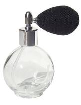 4.33 oz. Frasco de perfume de vidro recarregável vazio com lâmpada atomizadora de malha preta ~ Novo com estilo vintage por marca própria