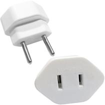 4 Adaptador 2 Pinos 10a Chato Americano Para Redondo Branco Margirius 4 Adaptador 2 Pinos 10a Chato Americano Para Redondo Branco Margirius