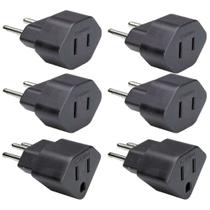 4 Adaptador 2 Pinos + 2 Adaptador 3 Pinos 10a Preto Americano Brasileiro