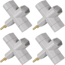 4 Adaptador De Tomada Tipo T Benjamin 2 Pinos 110/220V ADP1-21