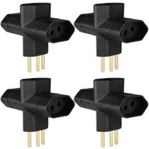 4 Adaptador Tomada Tipo T Benjamin 3 Pinos 110/220V ADP2-34