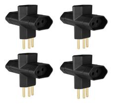 4 Adaptadores T Para Tomada 2P+T 10A Três Polos Margirius