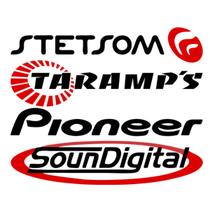 4 Adesivos Stetsom Taramps Pioneer Soundigital 35cm - Preto