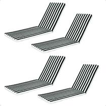 4 Almofada Colchonete Espreguiçadeira Listrada Branca Preto