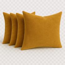 4 Almofadas Cheia Veludo Suede Sofa Decorativa 45x45 Amarela 4 Almofadas Cheia Veludo Suede Sofa Decorativa 45x45 Amarela