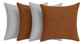 4 Almofadas Cheias em Linho Premium Luxo Sofa Decorativa 45x45 Bege