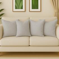 4 Almofadas Cheias em Linho Premium Luxo Sofa Decorativa 45x45 Cinza
