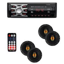 4 Alto Falantes 6 Polegadas JB Flex Le Son 110Wrms 220W 4 Ohms + Rádio Automotivo MP3 USB SD FM Bluetooth First Option