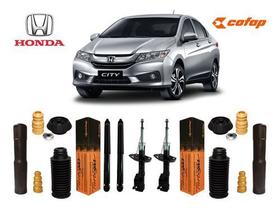 4 Amortecedor + Kit Coxim Rolamento Batente Honda City 2012 2013 2014